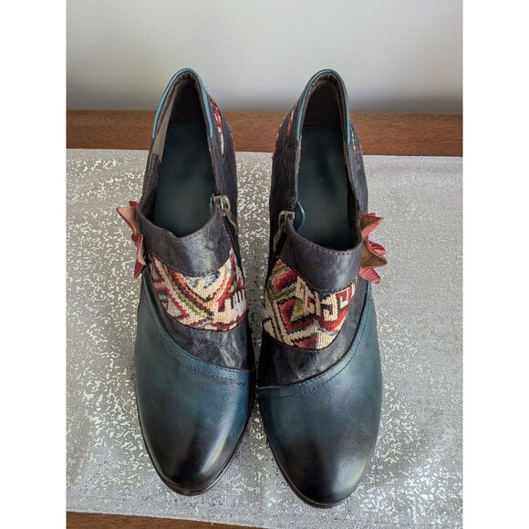CrazycatZ Shoes Booties Women 42 Colorful Boho Hippie Festival Painted Leather - Picture 9 of 12
